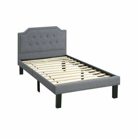 KD GABINETES Upholstered Bed Frame with Slats in Light Gray Fabric - Twin Size KD3132574